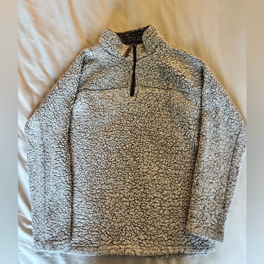 True grit Sherpa frosty tipped pullover, white, small.